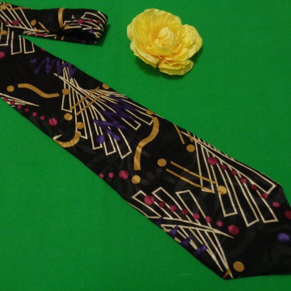 RETRO JAZZ BAR SILK MODERNIST TIE BY SPENCER & NOBLE - Picture 1 of 3